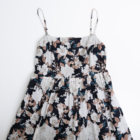Abercrombie & Fitch Tiered Floral Maxi Dress Black White Cotton Small - Picture 4 of 15